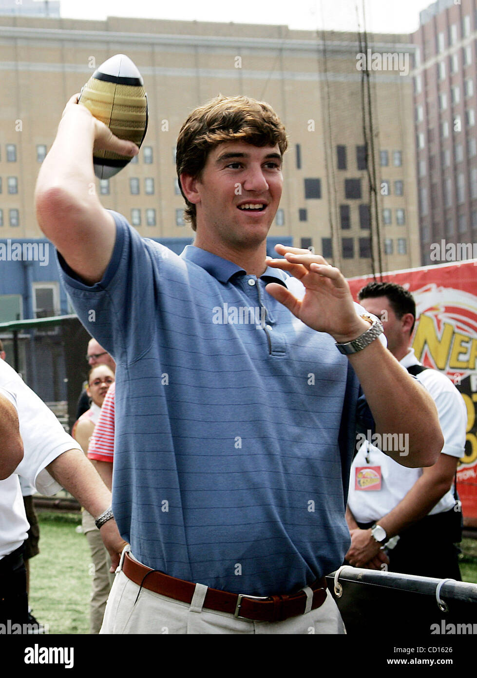 June 15, 2008 - New York, New York, U.S. - Eli Manning takes part in the world's largest father-child Nerf football catch at Chelsea Piers in New York June 14, 2008...  /   K58621TGA(Credit Image: Â© Terry Gatanis/Globe Photos/ZUMAPRESS.com) Stock Photo