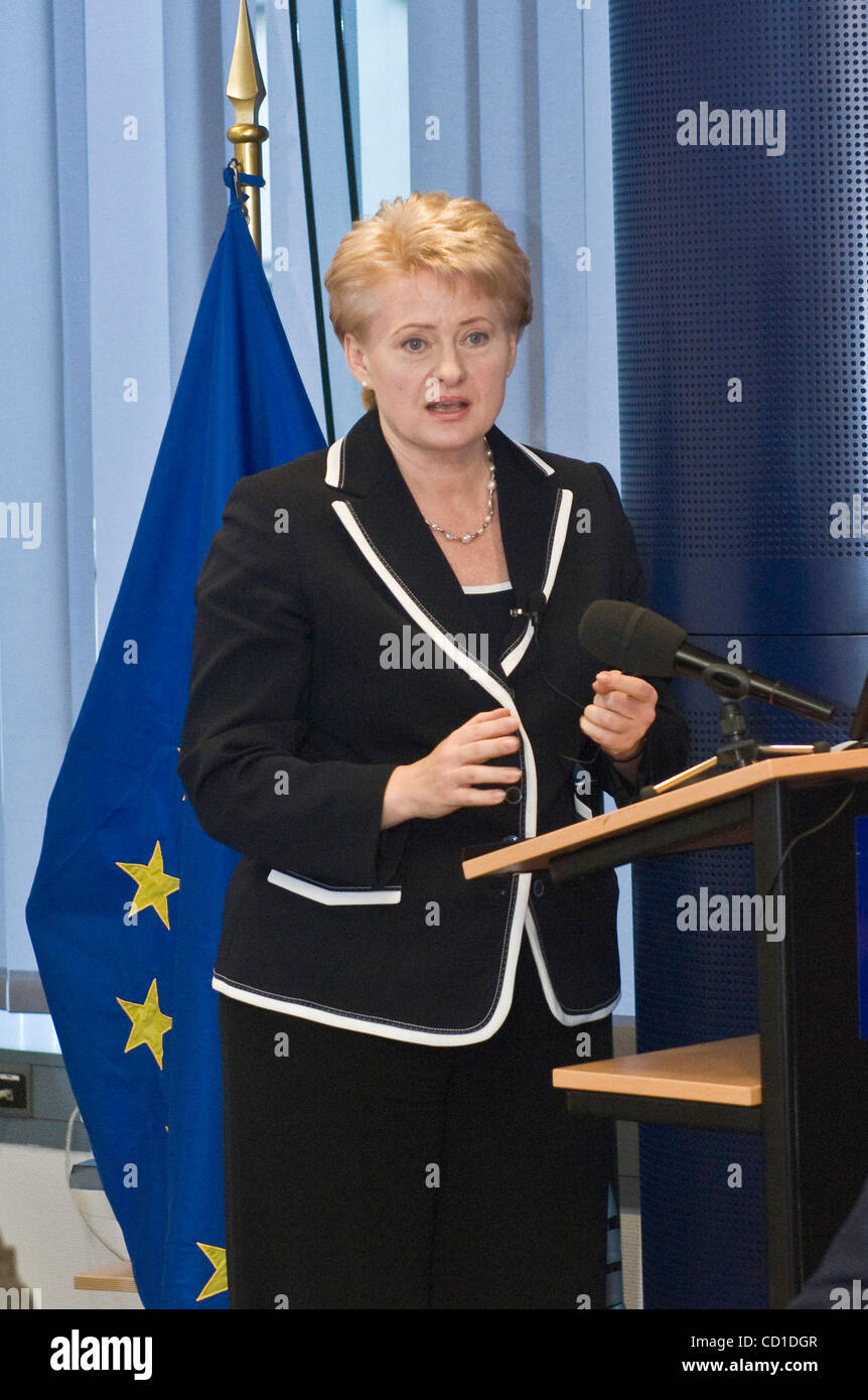 EU Commissioner for financial programming and budget, Lithuanian Dalia Grybauskaite  at the conference   REFORMING THE BUDGET, CHANGING EUROPE on reforms of the European budget at the EU commission headquarter in Brussels, 12 November 2008.  [© by Wiktor Dabkowski] .... Stock Photo