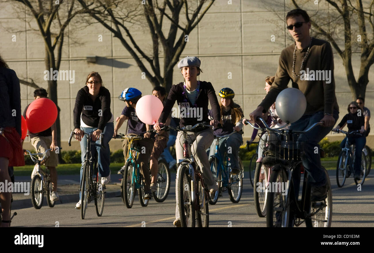 The city of Davis tried to break the world record for the longest parade of  bicycles Saturday. Riders bike through the UC Davis campus here. The record  is held in Taipai with