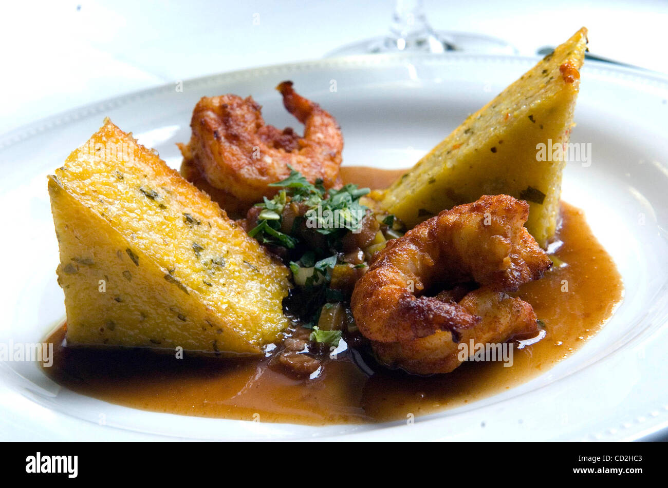 SAVANNAH, GA JUNE 1 Southern fried grits with spiced shrimp with