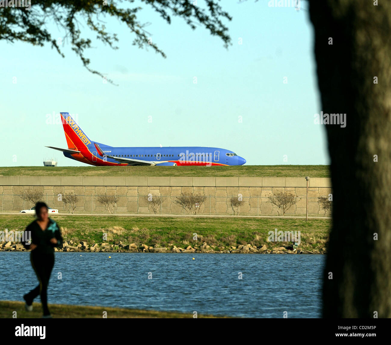 Mar 12, 2008 - Dallas, Texas, USA - A Southwest Airlines Boeing 737 idles before departure from Love Field, where the company is based. (Credit Image: © Robert Hughes/ZUMA Press) Stock Photo