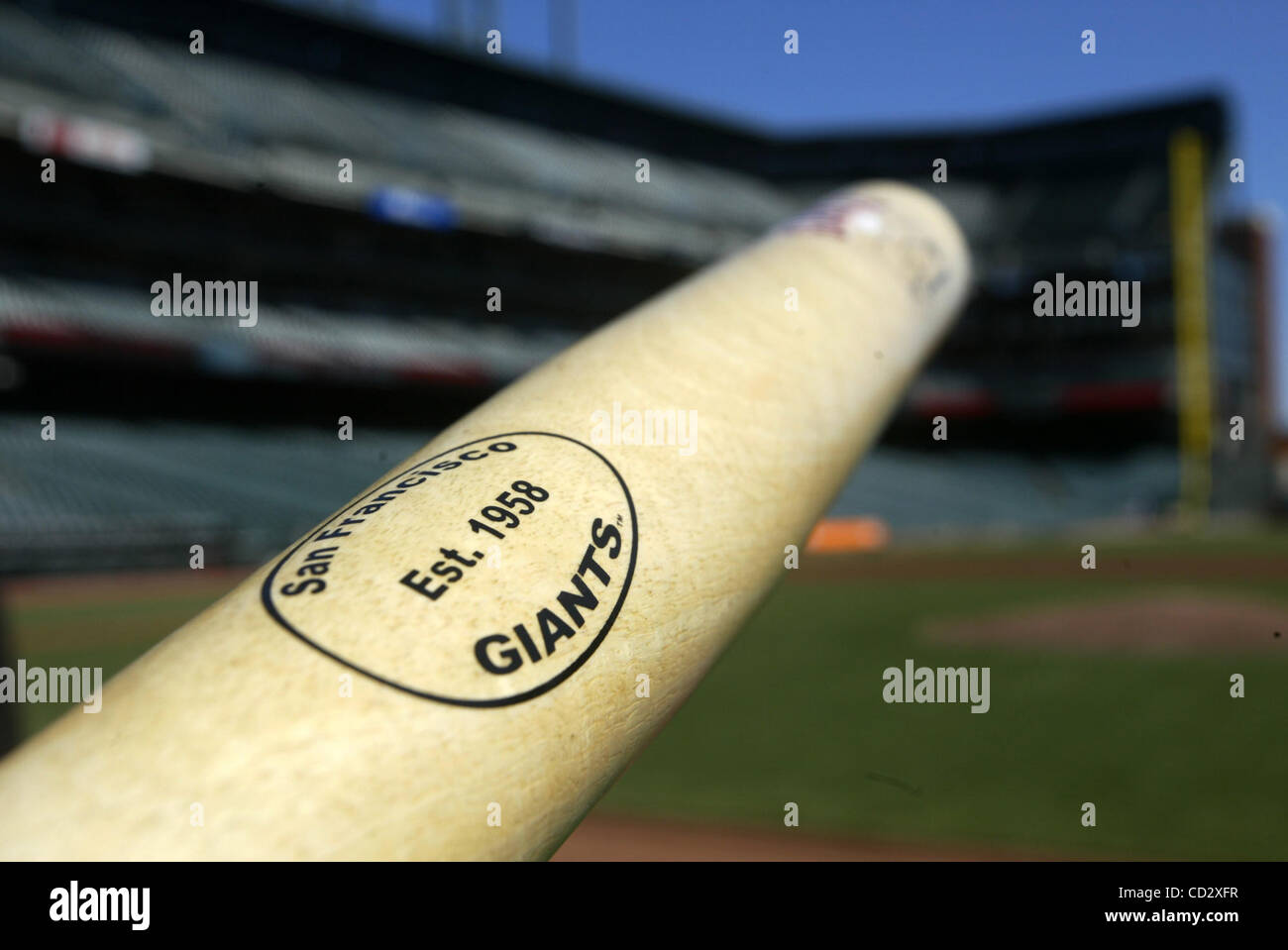 Commemorative bats celebrating the Giants' 50th anniversary season to