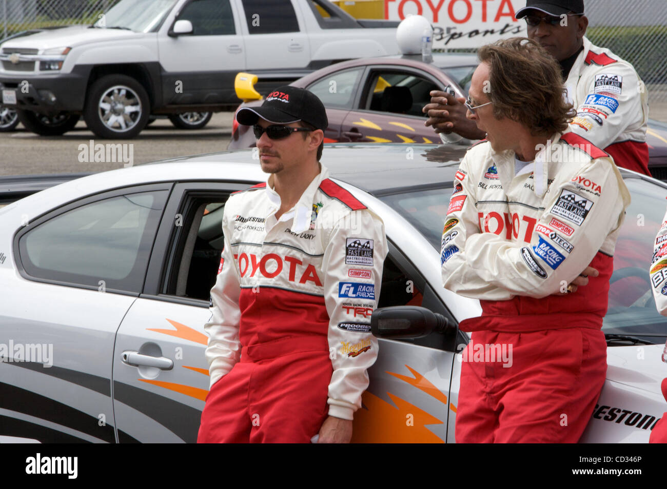 Drew Lachey , William Fichtner  and Eric Dickerson at the 2008 Toyota Pro/Celebrity Race Press Day Stock Photo