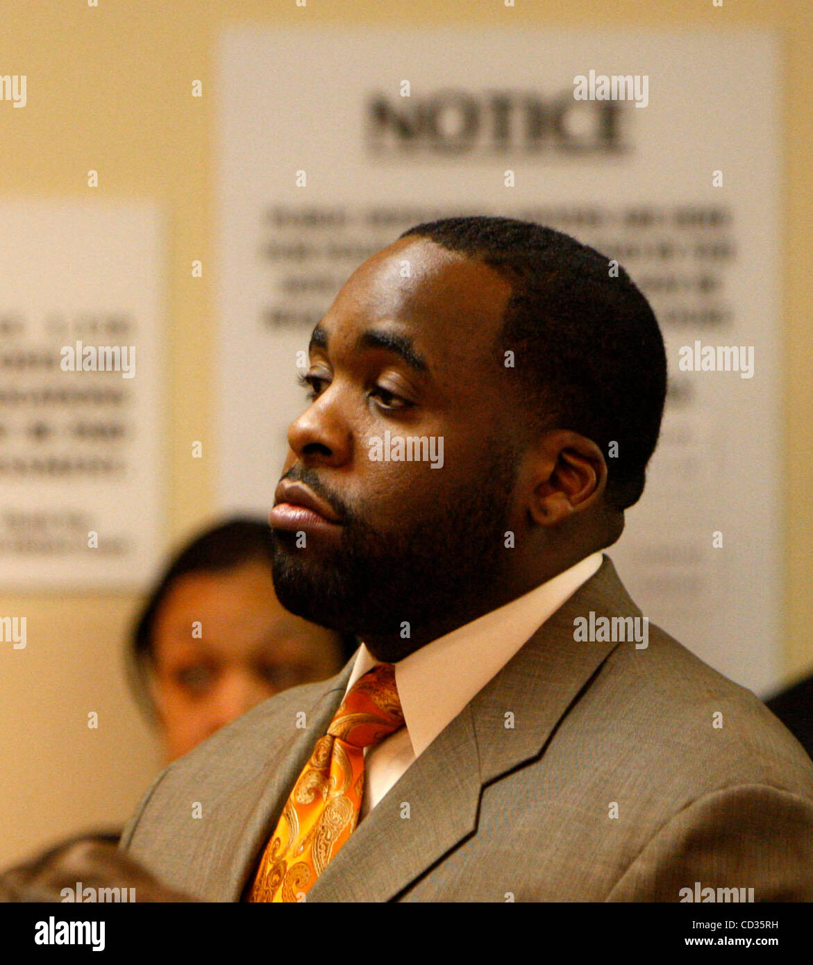 Apr 11, 2008 - Detroit, Michigan, USA - Detroit Mayor KWAME KILPATRICK in 36th District Judge Paula Humphries for a bond hearing on Friday, April 11, 2008. Kilpatrick is awaiting a June 9 preliminary examination perjury and other charges. (Credit Image: Stock Photo