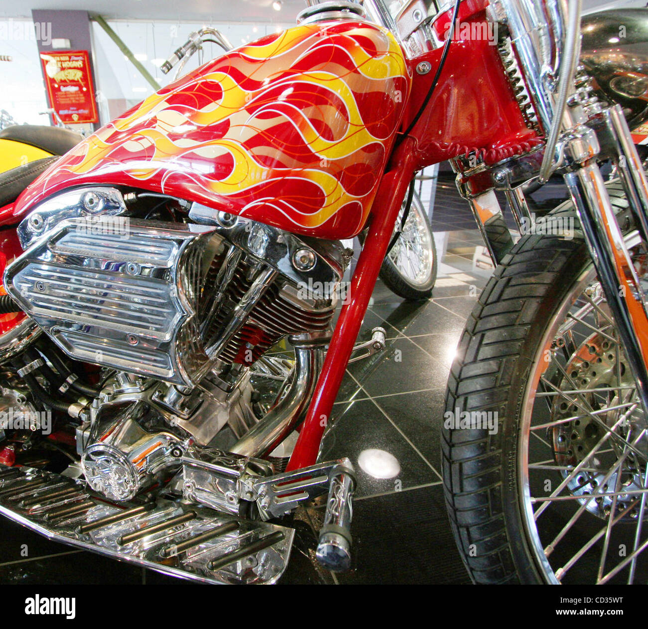 Detail on a custom tank and paint job of a motorcycle in the museum portion  of the Arlen Ness Motorcycle facility in Dublin, Calif. 4/7/08(Jim  Stevens/Tri-Valley Herald Stock Photo - Alamy