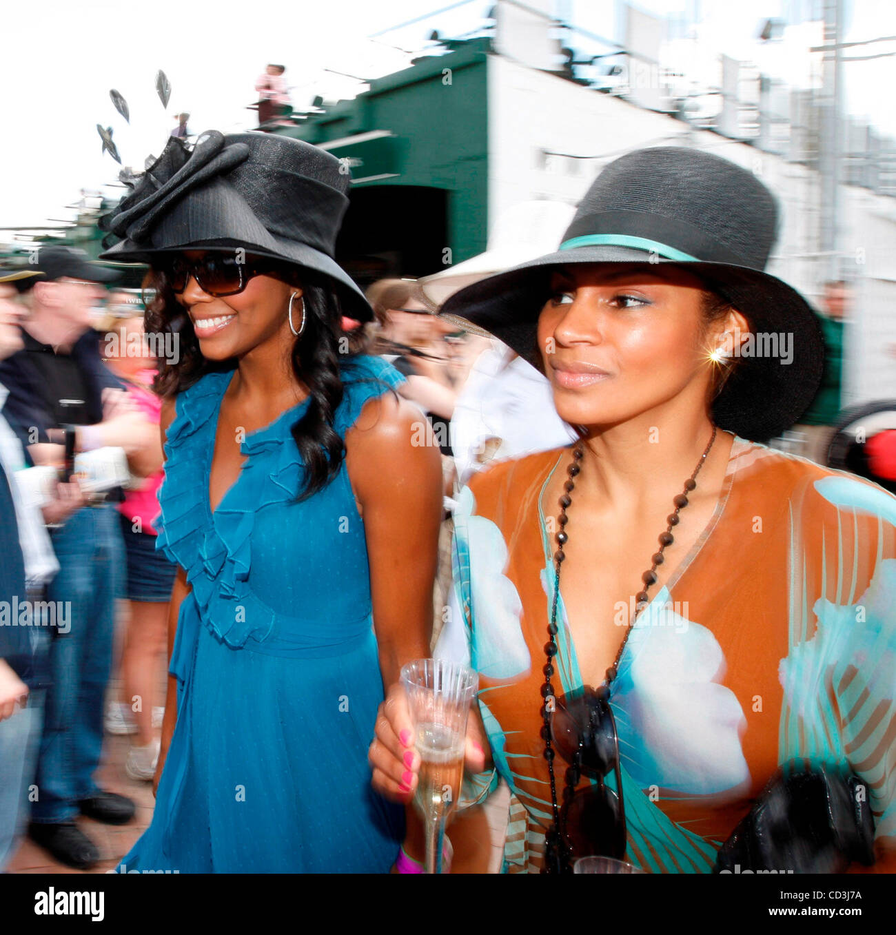 Actress Gabrielle Union (left) arrived at the 134th running of the Kentucky Derby Saturday May 3, 2008, at Churchill Downs, Louisville, Ky. Photo by Charles Bertram | Staff Stock Photo