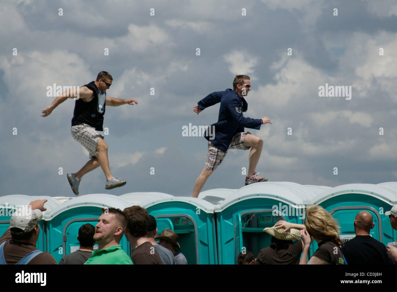 Porta potty racing in the infield the afternoon of the 134th running of