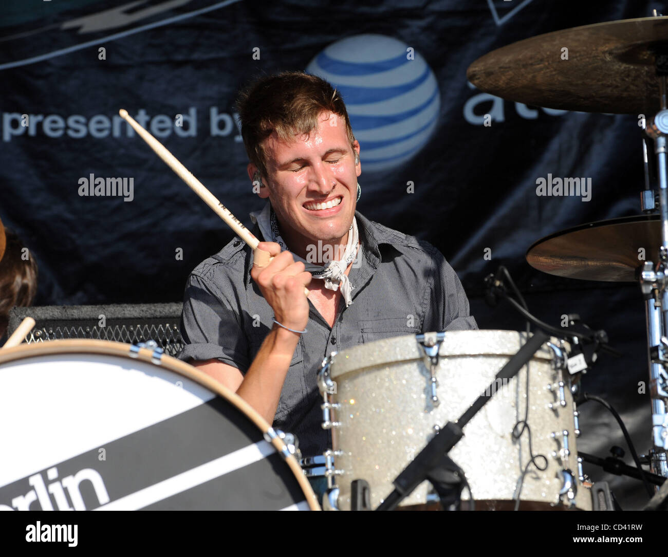 Jul 14, 2008 - Charlotte, North Carolina; USA - Drummer NATHAN YOUNG of the  band Anberlin performs live as part of the 2008 Vans Warped Tour that took  place at the Verizon