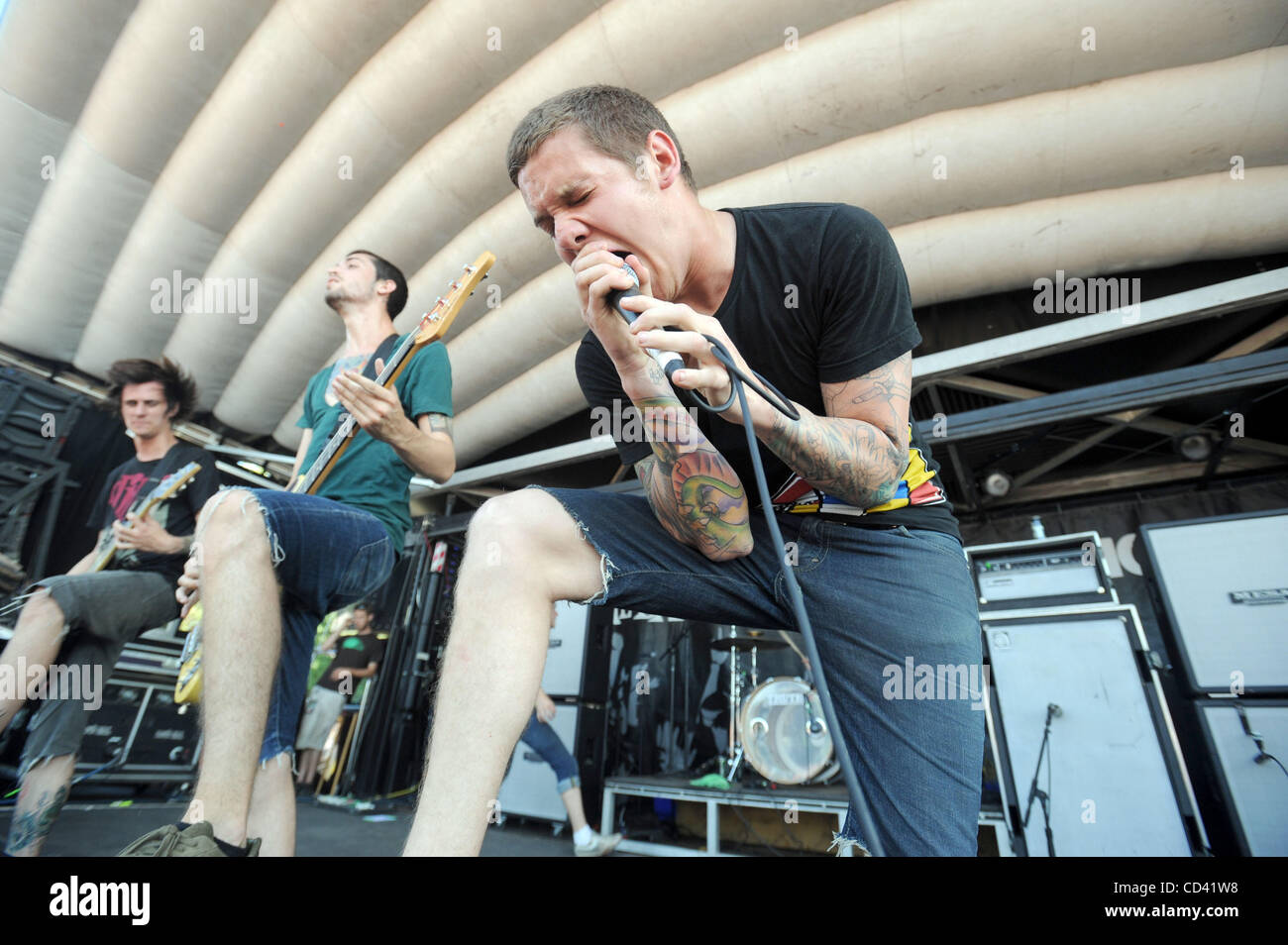 Jul 14, 2008 - Charlotte, North Carolina; USA - Musicians THE DEVIL WEARS  PRADA perform live as part of the 2008 Vans Warped Tour that took place at  the Verizon Wireless Amphitheatre