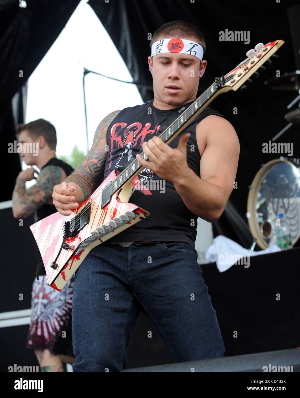 July 25, 2008 - Raleigh, North Carolina; USA - Guitarist DAN JACOBS of the  band Atreyu performs live as the 2008 Projekt Revolution Tour makes a stop  at the Time Warner Cable
