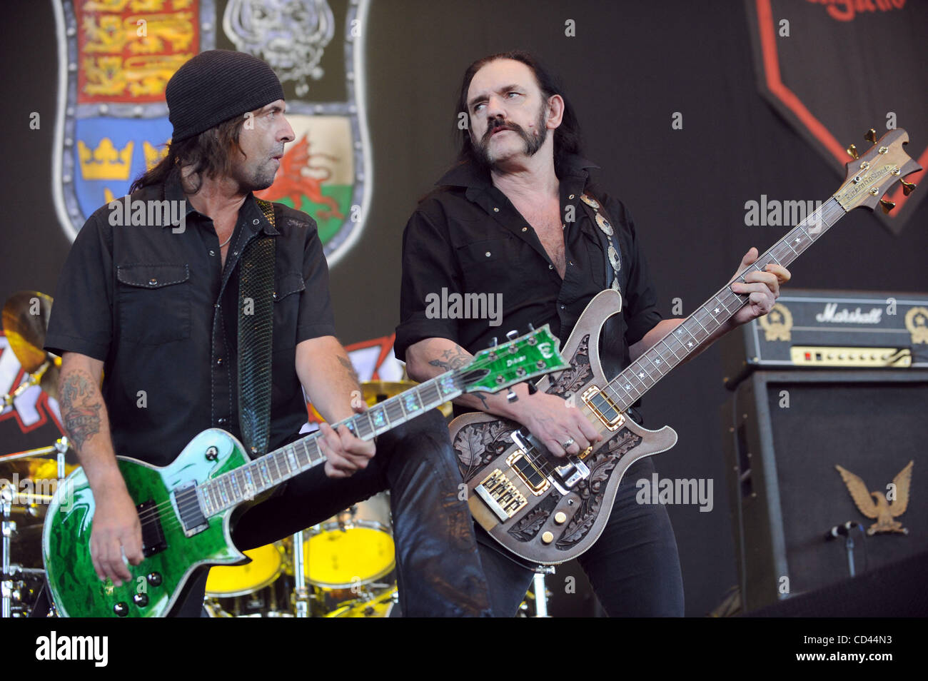Motorhead Guitar Rig Aug 7, 2008 - Bristow, Virginia, USA - (R-L) Bass Guitarist LEMMY and ...