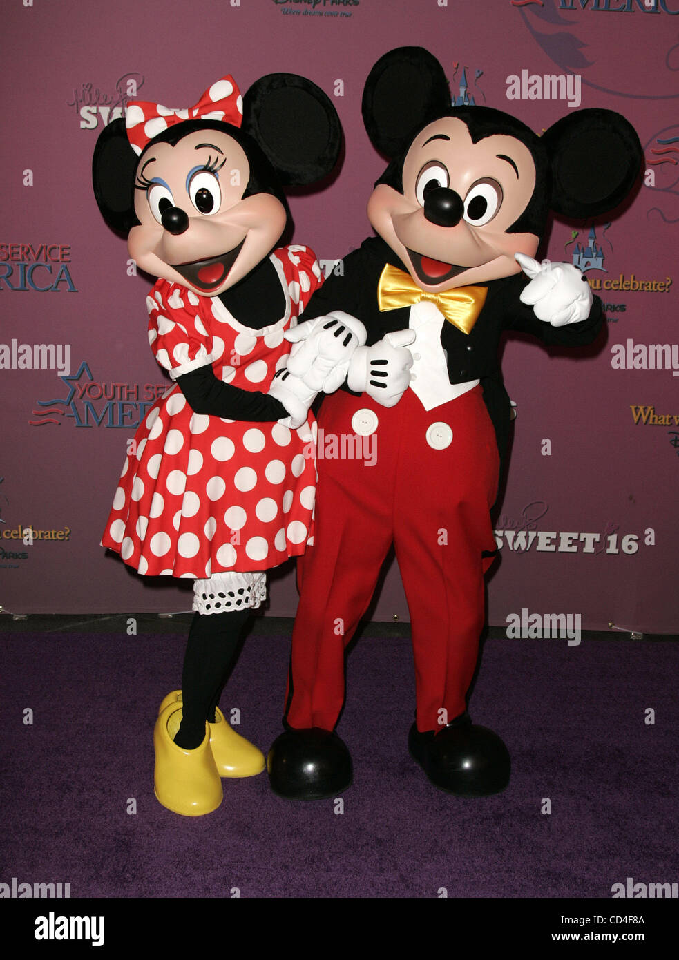 Oct 05, 2008 - Anaheim, California, USA - MICKEY and MINNIE MOUSE at the Miley Cyrus Sweet 16 Birthday Party held at Disneyland in Anaheim. (Credit Image: © Lisa O'Connor/ZUMA Press) Stock Photo