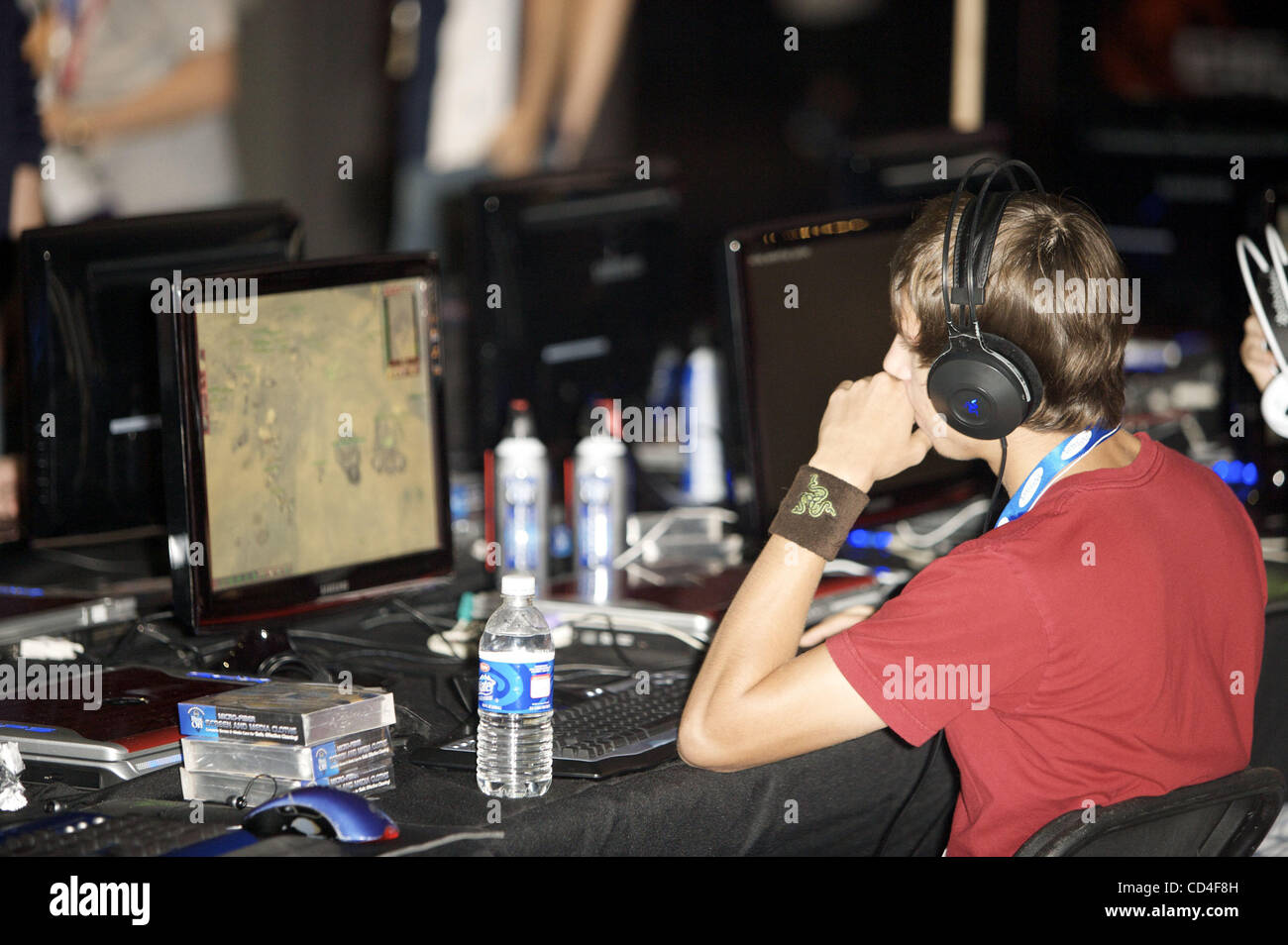 Video gamer competing at the "E For All" gaming Expo at the Los Angeles