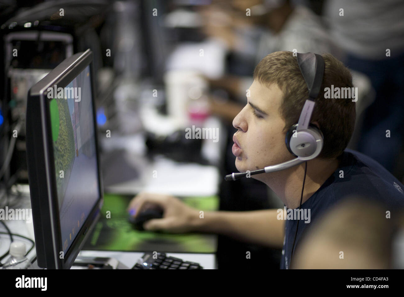 Evil Genius team competing at 'E for All' Gaming Expo held at the Los Angeles Convention Center. Stock Photo