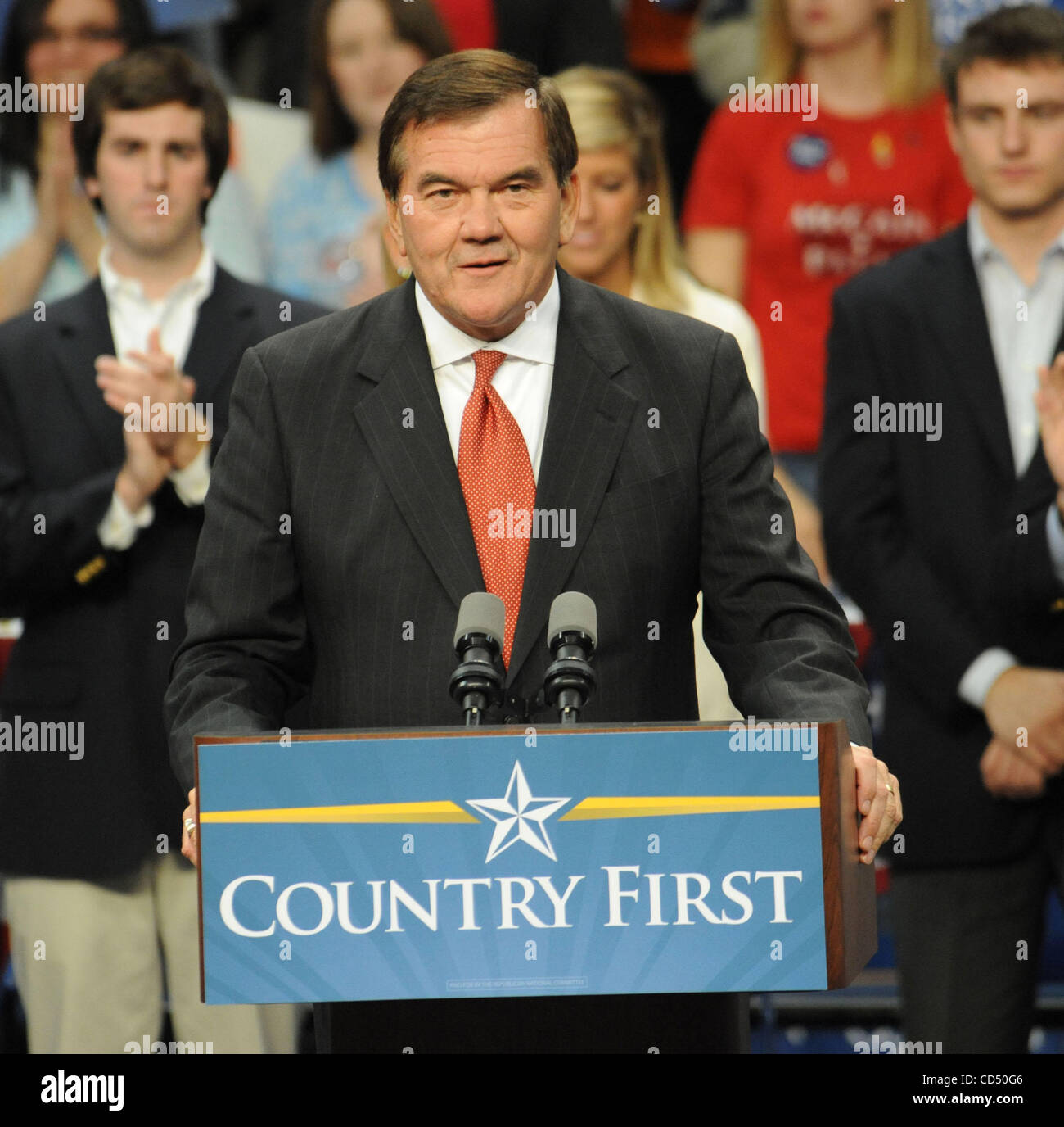 Oct 28, 2008 - Fayetteville, North Carolina; USA - Former Governor TOM RIDGE makes an appearance as Republican Presidential Candidate Senator John McCain makes a campaign stop to over 10, 000 supporters at the Crown Coliseum located in North Carolina.  Copyright 2008 Jason Moore. Mandatory Credit: J Stock Photo