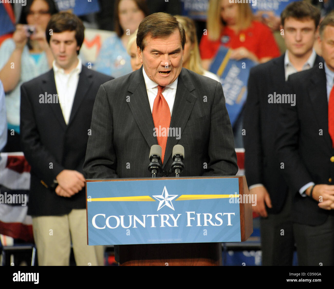 Oct 28, 2008 - Fayetteville, North Carolina; USA - Former Governor TOM RIDGE makes an appearance as Republican Presidential Candidate Senator John McCain makes a campaign stop to over 10, 000 supporters at the Crown Coliseum located in North Carolina.  Copyright 2008 Jason Moore. Mandatory Credit: J Stock Photo