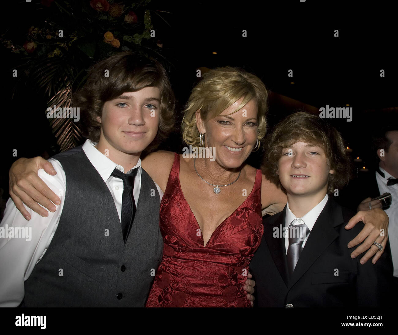 Chris Evert and sons, Alex (left) and Nick at the 2008 Chris Evert/Raymond James Pro-Celebrity Tennis Classic's Black Tie Gala Stock Photo