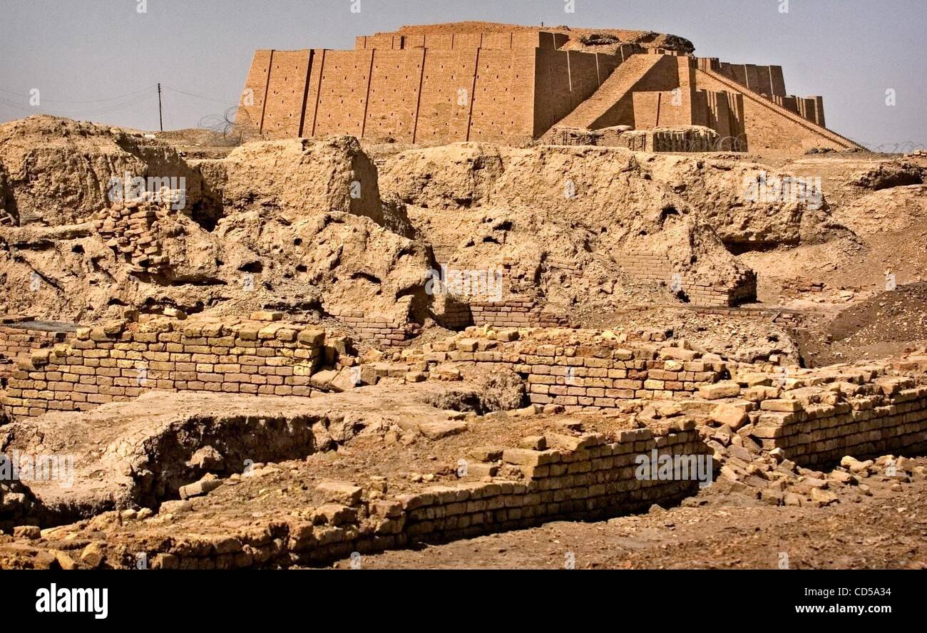 Mar 01, 2008 - Tallil, Iraq - The Ziggurat of Ur looms in the background of Sumerian ruins. The Ziggurat, an ancient temple that is more than 4,000 years old, was built by the Sumerians in honor of their moon god, Sin.  About 95 percent of the city is still buried under the sand. (Credit Image: Â© A Stock Photo