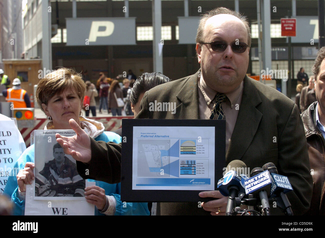 Glenn Corbett, editor of Fire Engineering speaks as the Skyscraper Safety Campaign (SSC) announces in a press conference at the World Trade Center PATH Station that the Port Authority of New York and New Jersey (PANYNJ) should not remain in charge of safety and security in the reconstruction of the  Stock Photo