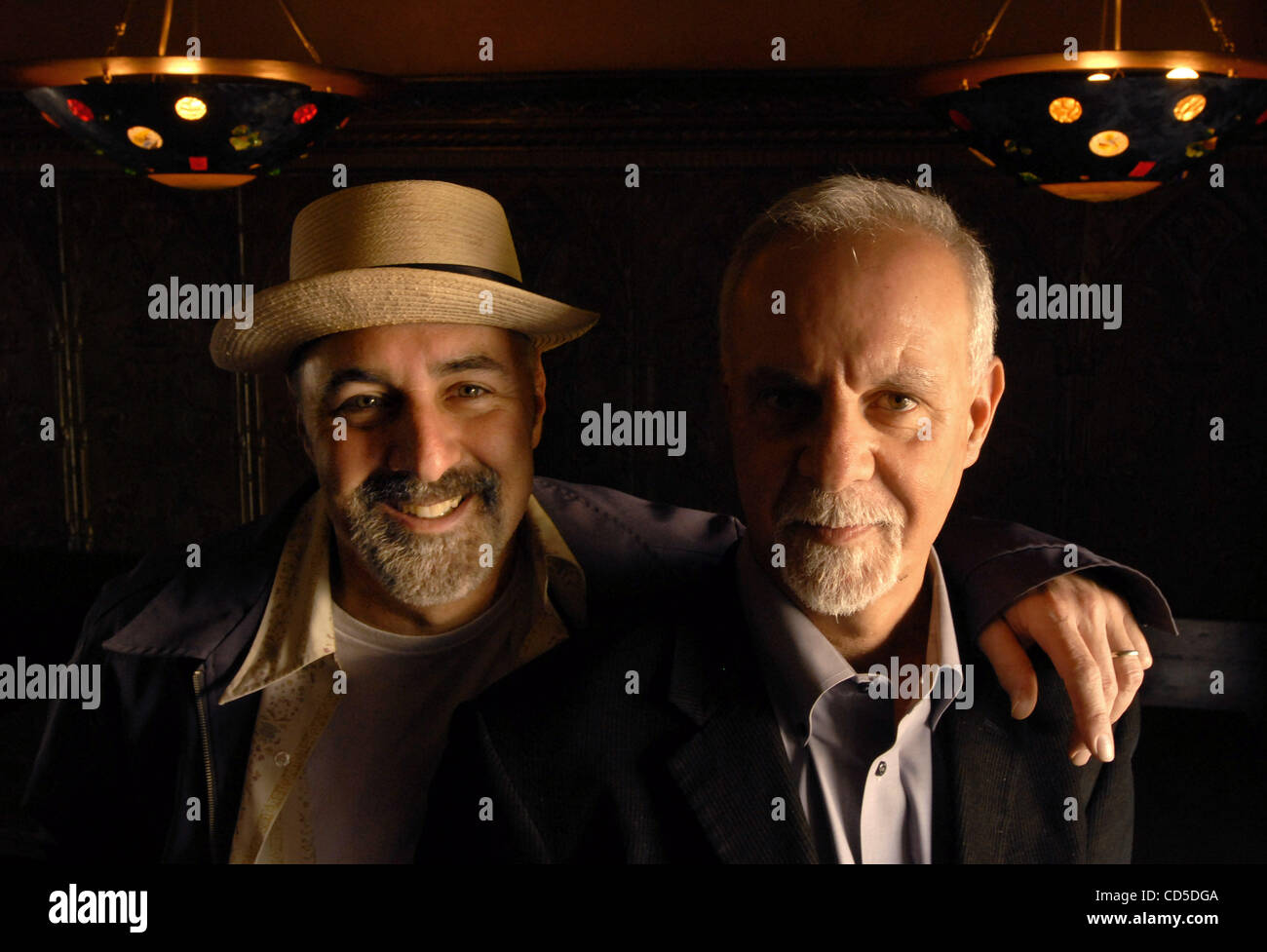 Johnny Steele, left, and brother Steve Lopez are photographed in Berkeley,  Calif. on Monday, April 21, 2008. Steele, a local comic, and Lopez, a  columnist for the LA Times whose latest book