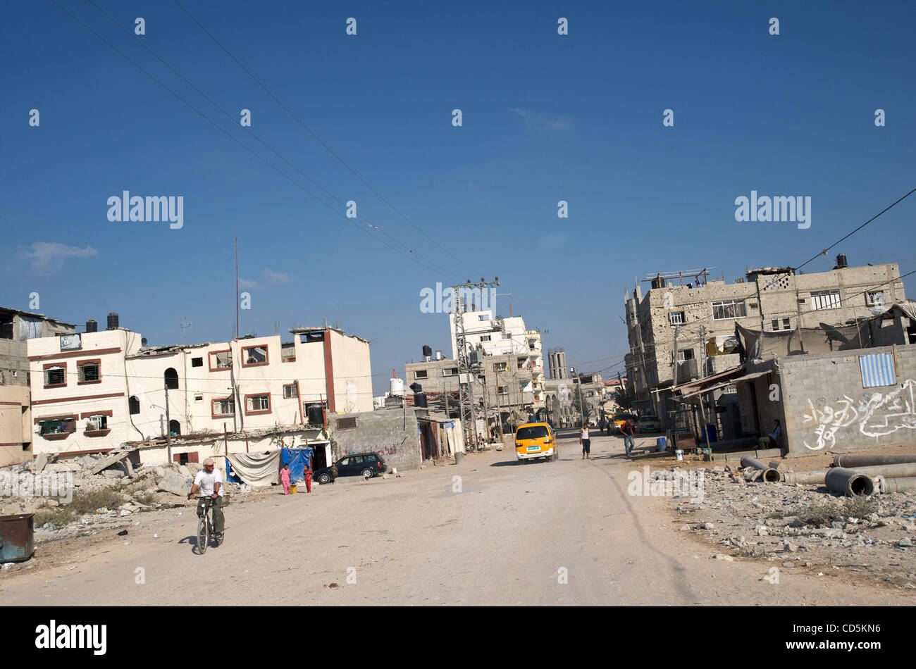 Destroyed Buildings Of Khan Younis Refugee Camp Gaza Strip 