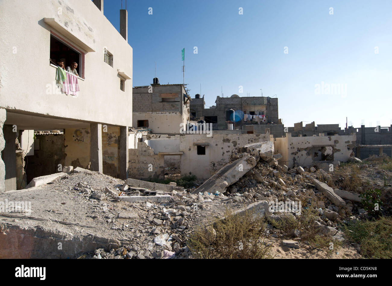 Destroyed Buildings Of Khan Younis Refugee Camp Gaza Strip 