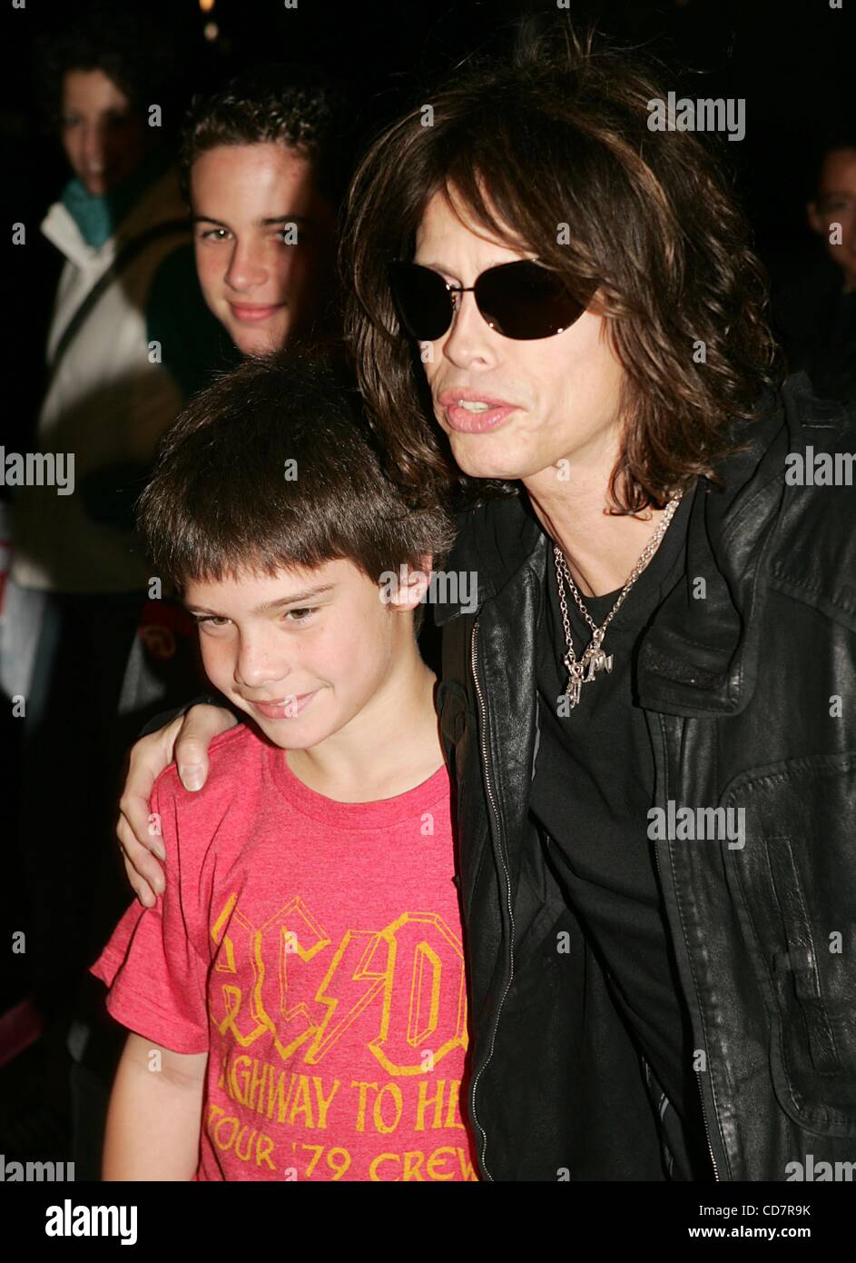 Singer Steven Tyler and his son Taj Tyler arrive for the premiere of
