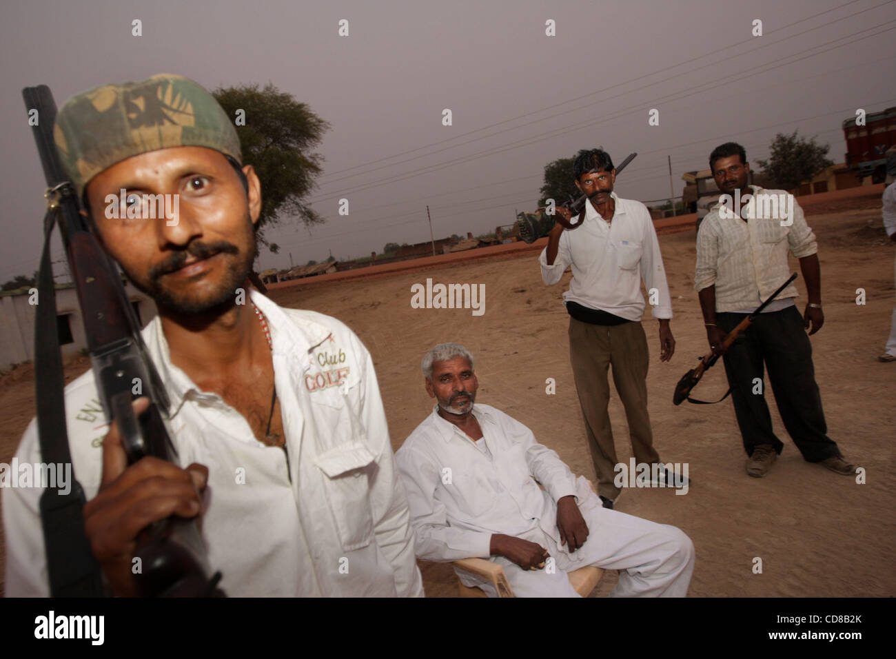 Oct 14, 2008 - Sheikpur Gowah, Uttar Pradesh, India - MAN SINGH, center, who operated as a dacoit with bandit queen late Phoolan Devi. Their gang they killed 21 men in a nearby village in 1981 in retribution for the rape of Phoolan Devi, and the killing of her boyfriend Vikram Mallah. Singh and Phoo Stock Photo