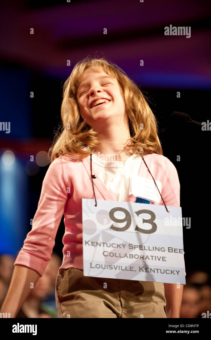 Jun 4, 2010 - Washington, District of Columbia, U.S., -  Emily Keaton, 11, of Pikeville, Kentucky, competes in the semifinal round of the 2010 Scripps National Spelling Bee in Washington, D.C., on Friday. (Credit Image: © Pete Marovich/ZUMApress.com) Stock Photo