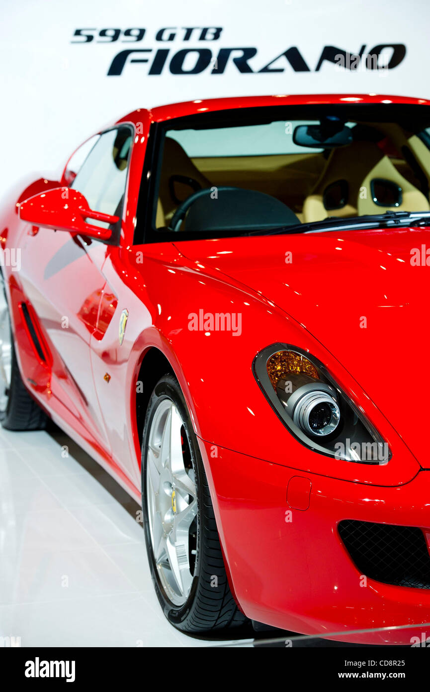 Ferrari 599 GTB Fiorano is displayed at Super Car & Car Accessory Fair. The event is open to the public from 29 May to 06 June and is a platform for Automobiles, Spare Parts and Accessories industry. Stock Photo