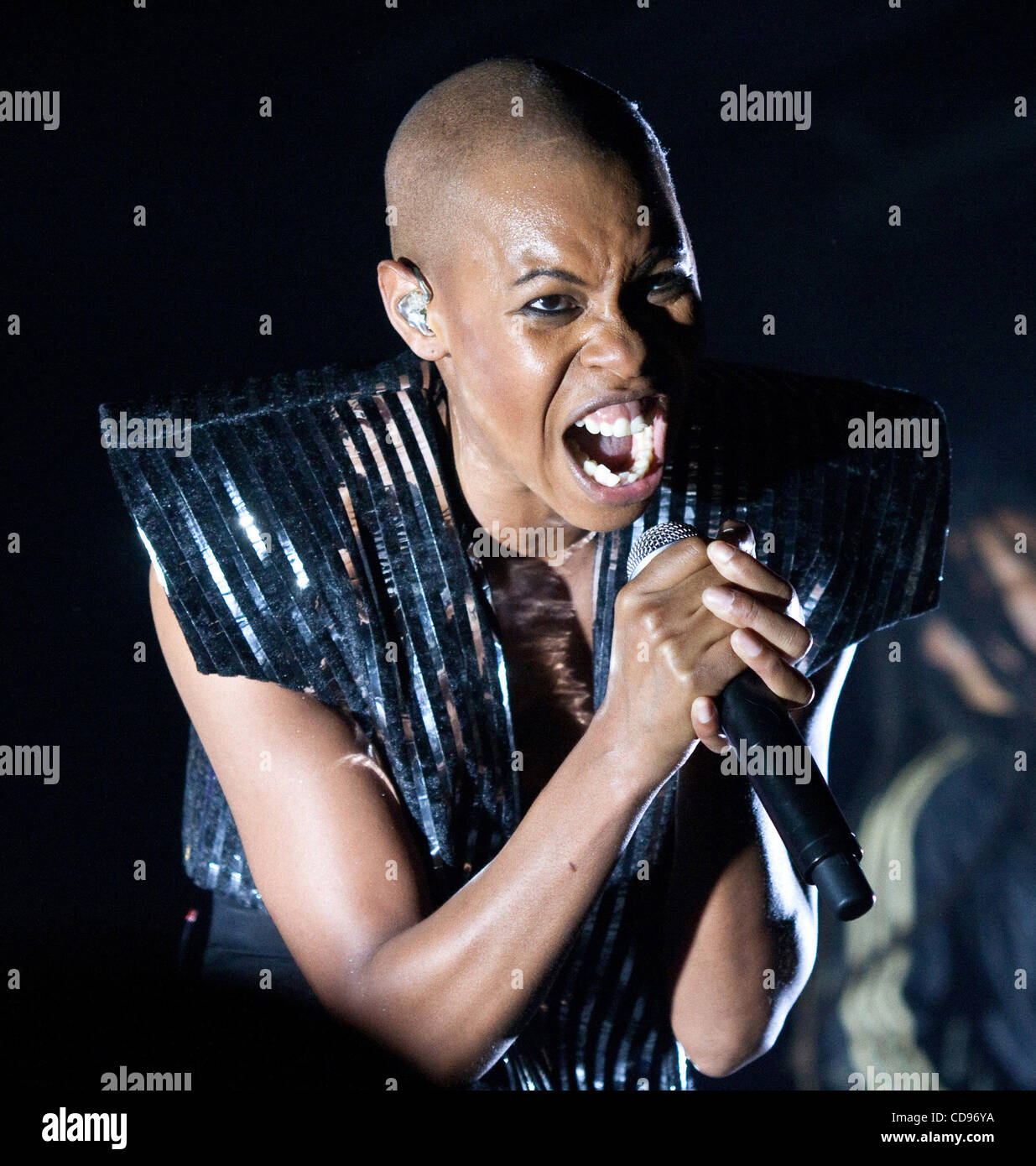 English rock band Skunk Anansie (or SA) performing in Moscow. Pictured