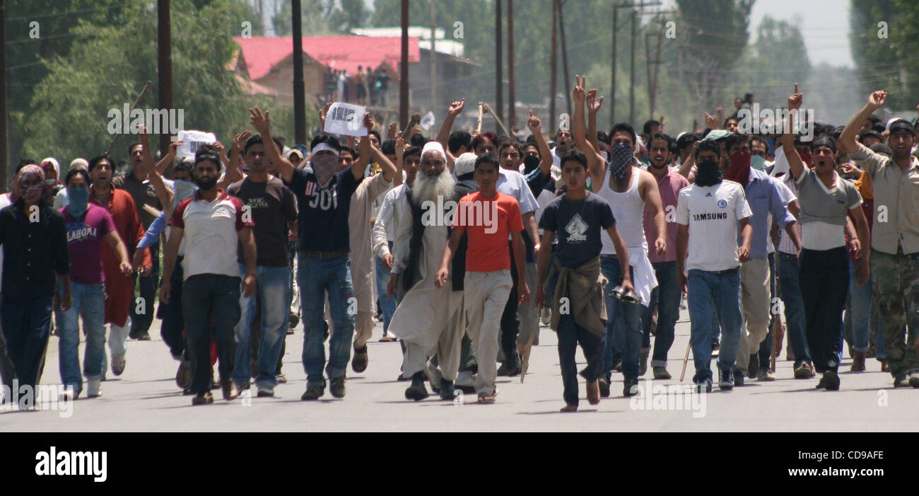 Kashmiri Muslim protesters shouth pro freedom slogans during a protest ...