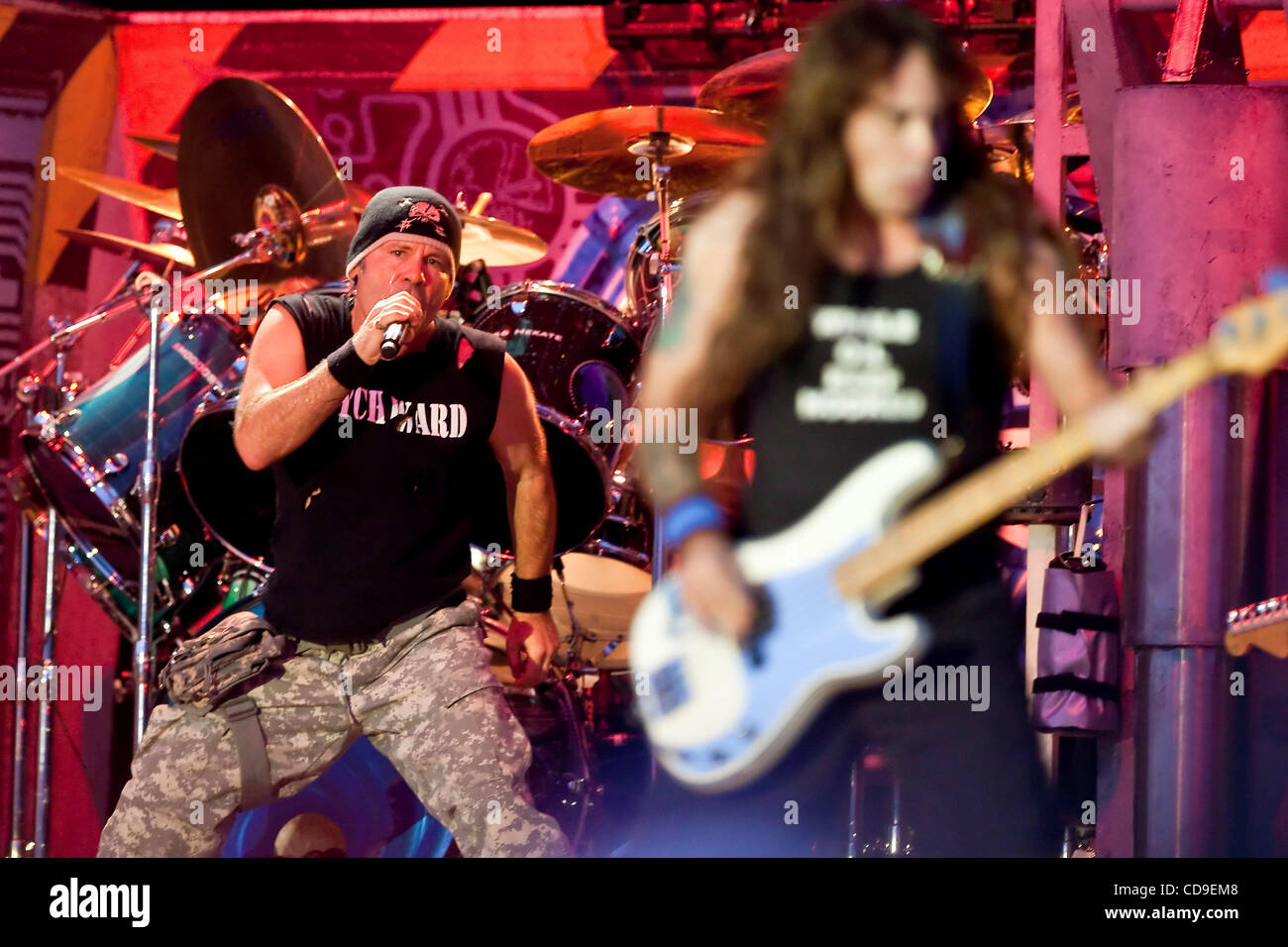 Bruce Dickinson, lead singer of Iron Maiden, performs live at Cisco ...