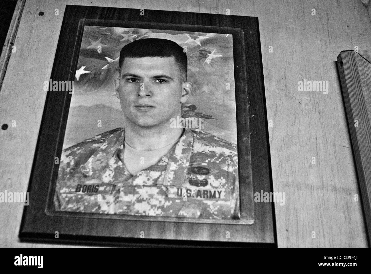 Jul 08, 2010 - Paktika , Afghanistan - A picture of Capt. DAVID BORIS in the Abu Company, 1st Battalion, 187th Infantry Regiment, command post on Forward Operating Base Boris. Boris was the commander of Alpha Troop, 1st Squadron, 91st Cavalry Regiment, 173rd Airborne Brigade, when he was killed when Stock Photo