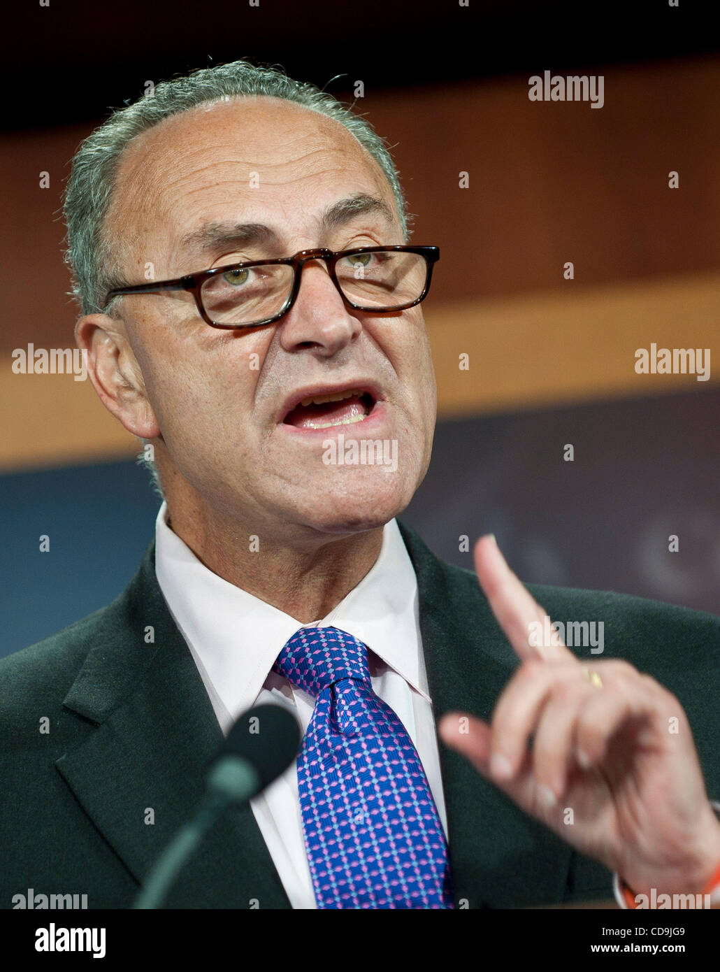 Jul 14, 2010 - Washington, District of Columbia, U.S., -  Senator Charles Schumer speaks to the press urging the British government to investigate whether BP a hand in securing the release of Lockerbie bomber al-Megrahi in order to help close a 00-million offshore oil drilling deal with Libya. (Cred Stock Photo