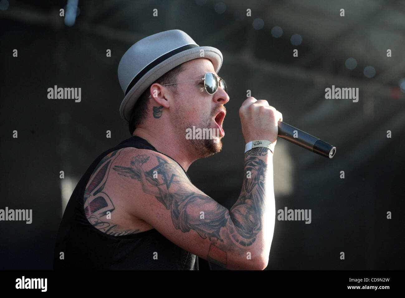 American pop-punk band Good Charlotte band performing at Tuborg Greenfest in St.Petersburg.Pictured: member of the band Joel Madden . Stock Photo