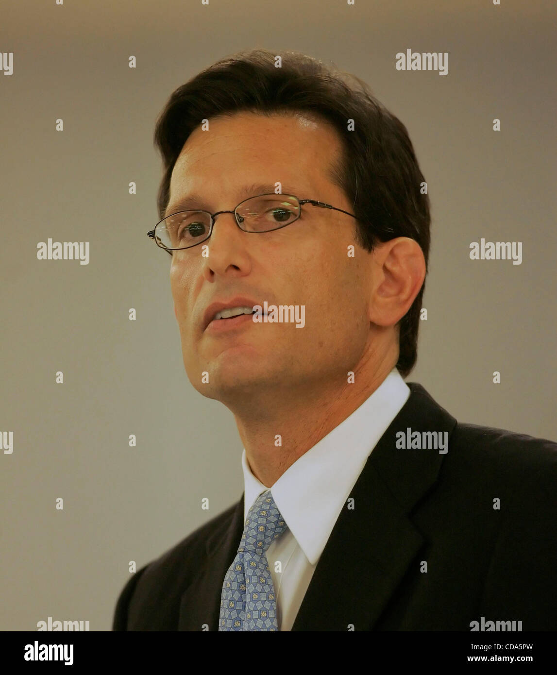 Virginia Representative ERIC CANTOR speaks during the annual Graves County Republican Party Fancy Farm Picnic Breakfast at the Graves County High School cafeteria. The 7th District Virginia congressman currently serves as House minority whip. Stock Photo