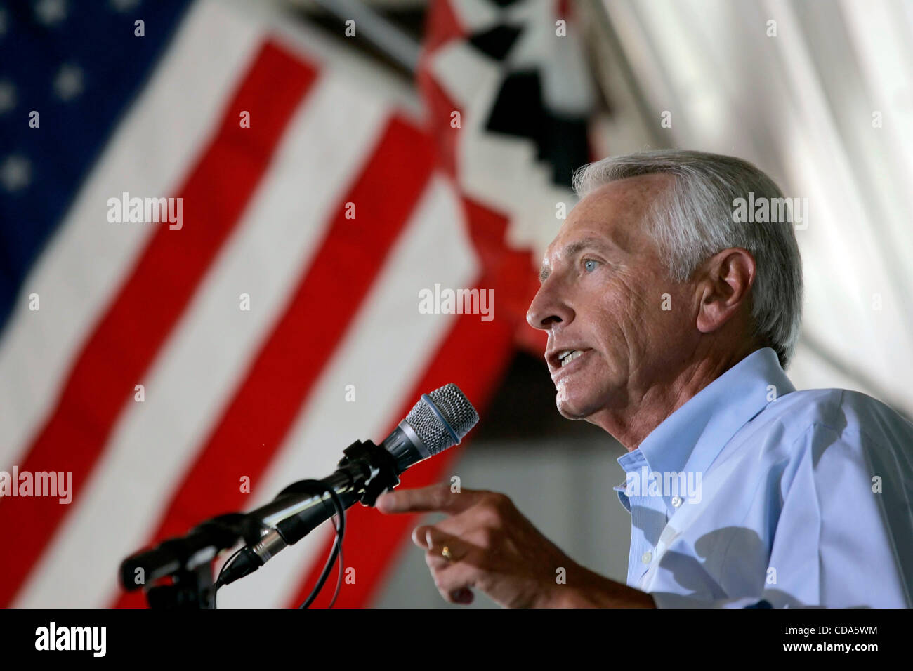 Aug 07, 2010 - Fancy Farm, Kentucky, U.S. - Governor STEVE BESHEAR speaks during the 130th annual Fancy Farm Picnic. The Democrat, who will seek reelection in 2011, delivered a fiery speech boasting about his gubernatorial record and blasting the Republican nominee for Senate. (Credit Image: © Billy Stock Photo