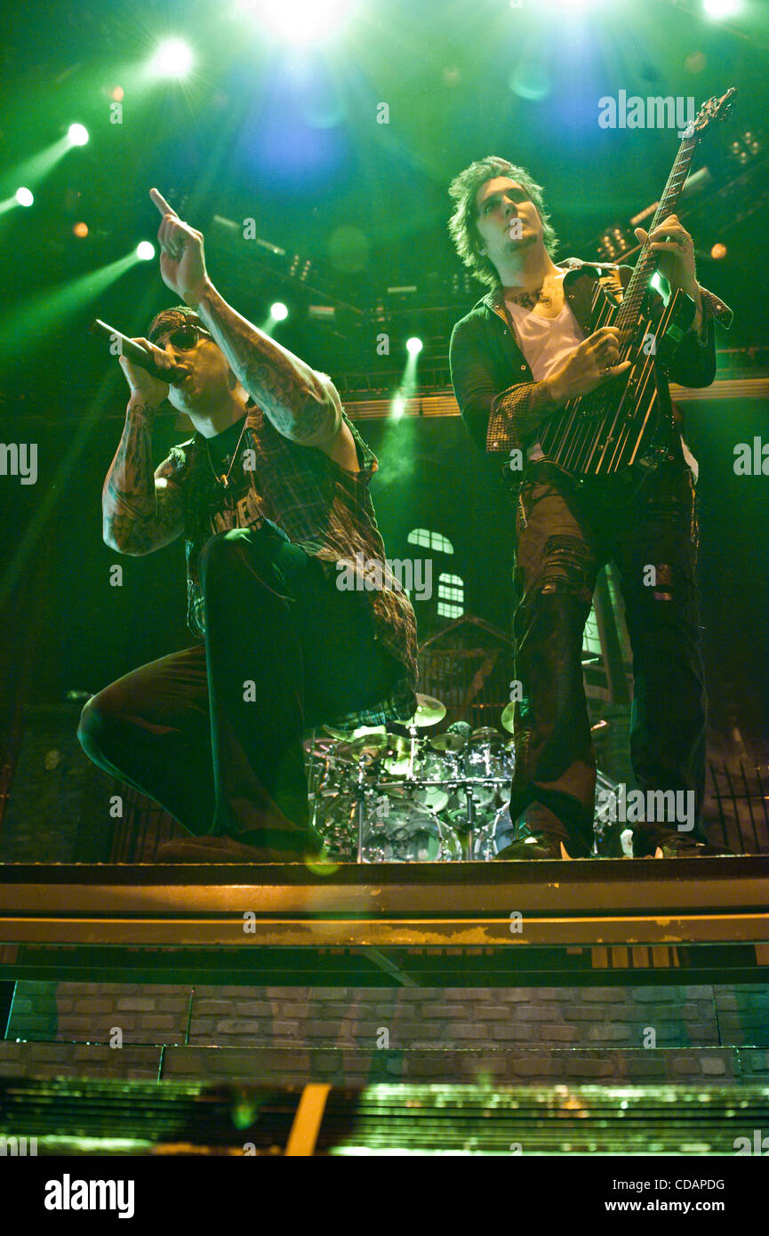 Lead singer M. Shadows of Avenged Sevenfold peforms live on