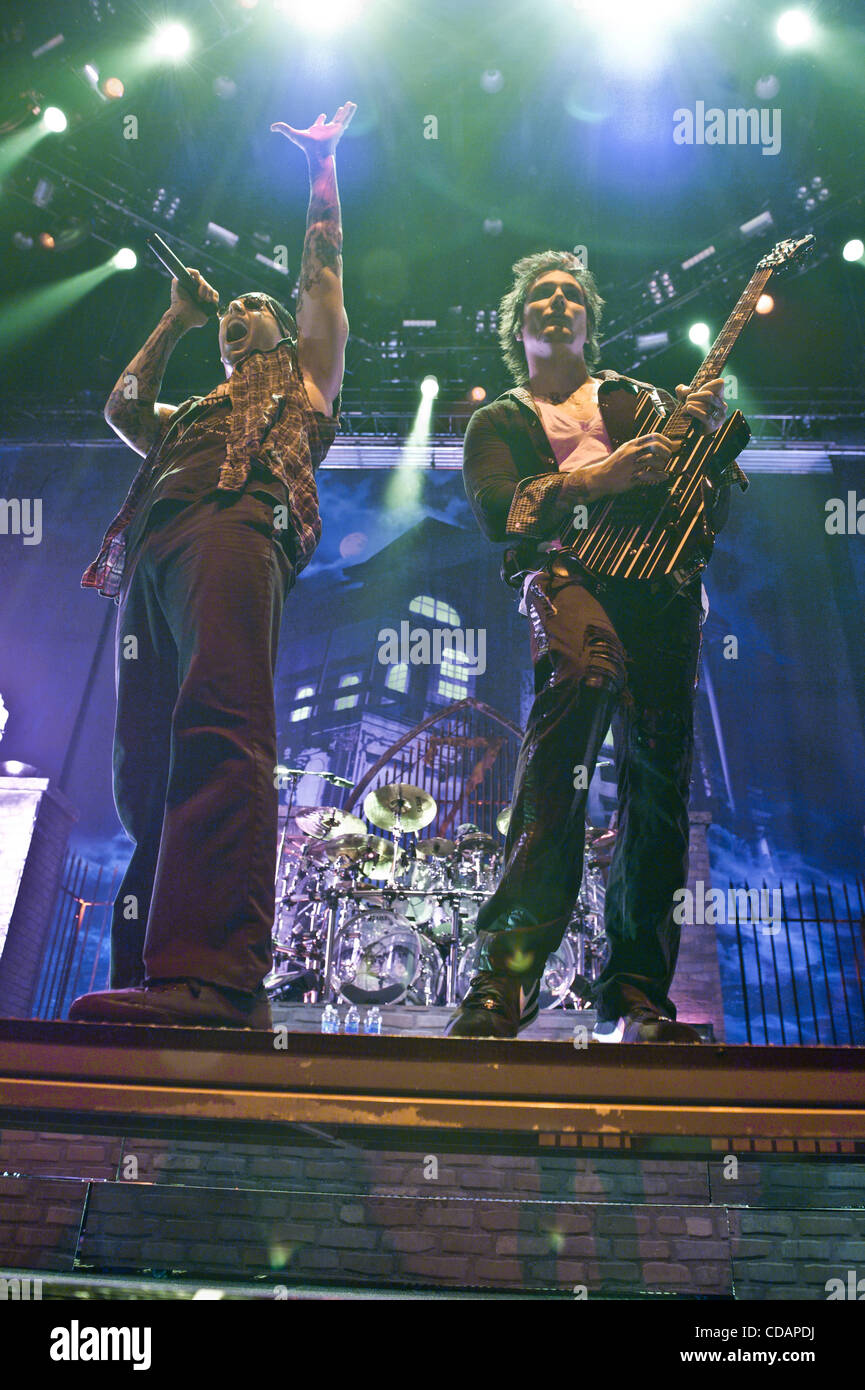 Lead singer M. Shadows of Avenged Sevenfold peforms live on stage