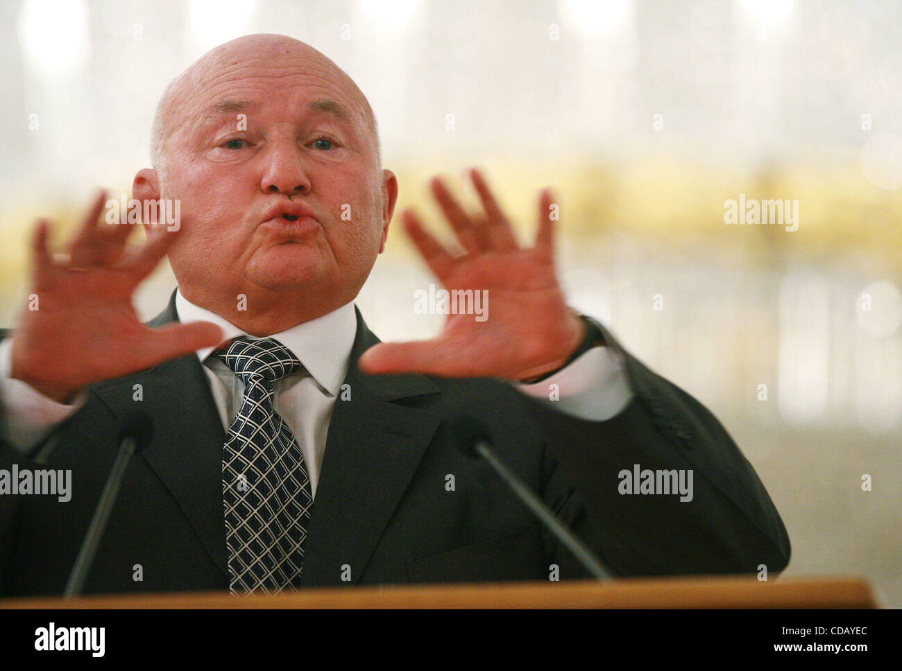 Russian mass media report Mayour Luzhkov will leave quite soon.For the last two weeks, the main state-controlled channels have been broadcasting a stream of documentaries and news reports slamming Yuri Luzhkov.They have accused him and his billionaire wife Elena Baturina of corruption.  Pictured: Yu Stock Photo