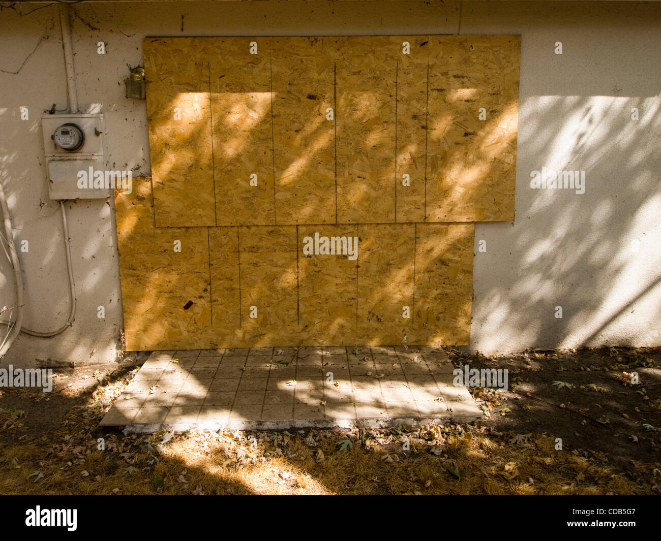 Boarded up foreclosed home in Fresno, California, United states Stock