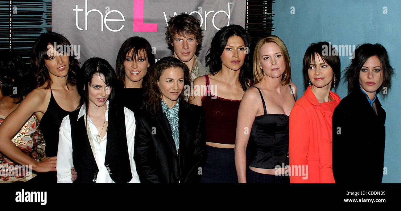 Jan. 1, 2011 - New York, New York, U.S. - KARINA LOMBARD, ERIC MADIUS, MIA KIRSHNER, KATHERINE MOENNING, LAUREL HOLLOMAN, LEISHA HAILEY, PAM GRIER AND JENNIFER BEALS.THE L WORD : SHOWTIME'S NEW ONE HOUR DRAMA ORGINAL SERIES PREMIERE AT THE BLUE FIN RESTAURANT IN THE W HOTEL ON TIME SQUARE  . NEW YOR Stock Photo