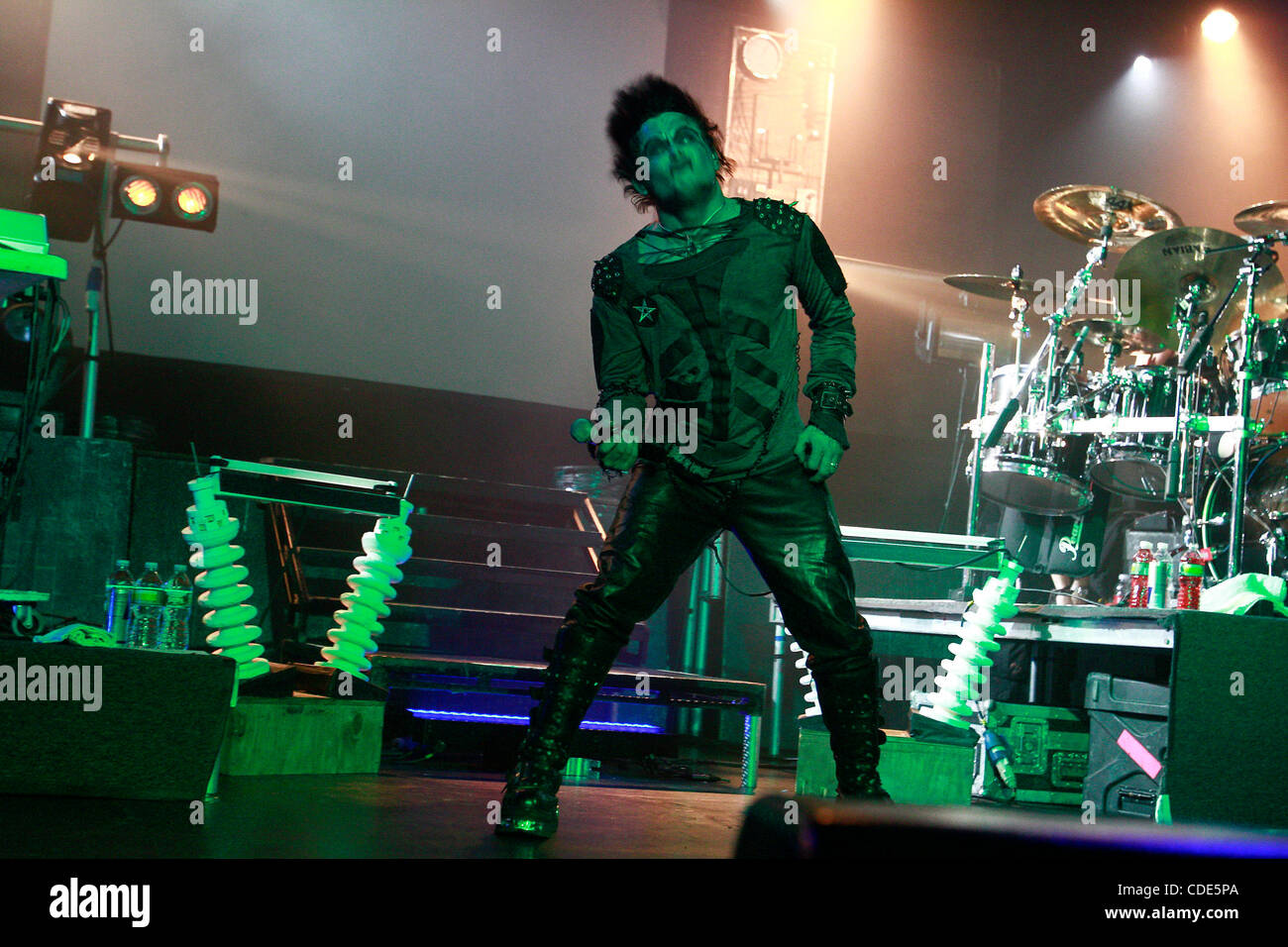 Cradle of Filth performing at The Best Buy Theater in Times Square on March 3, 2011.  Lead vocals - Dani Filth Bass - Paul Allender Stock Photo