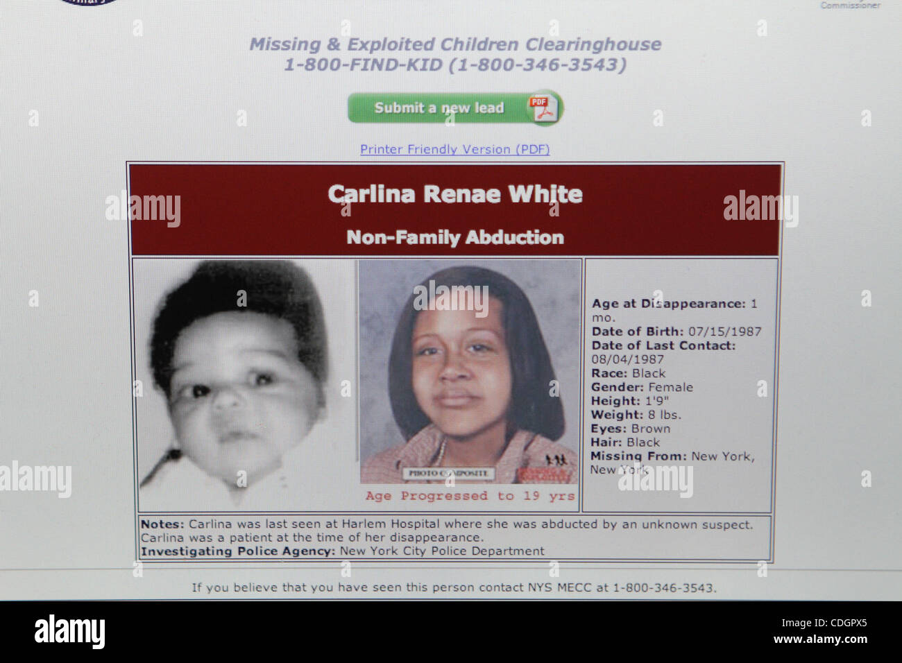 After 23 years Joy White, 40 found her kidnapped daughter, Carlina White, 23. Carlina White was taken with only 19 days-old from Harlem Hospital. Photo Credit: Mariela Lombard/ZUMA Press. Stock Photo