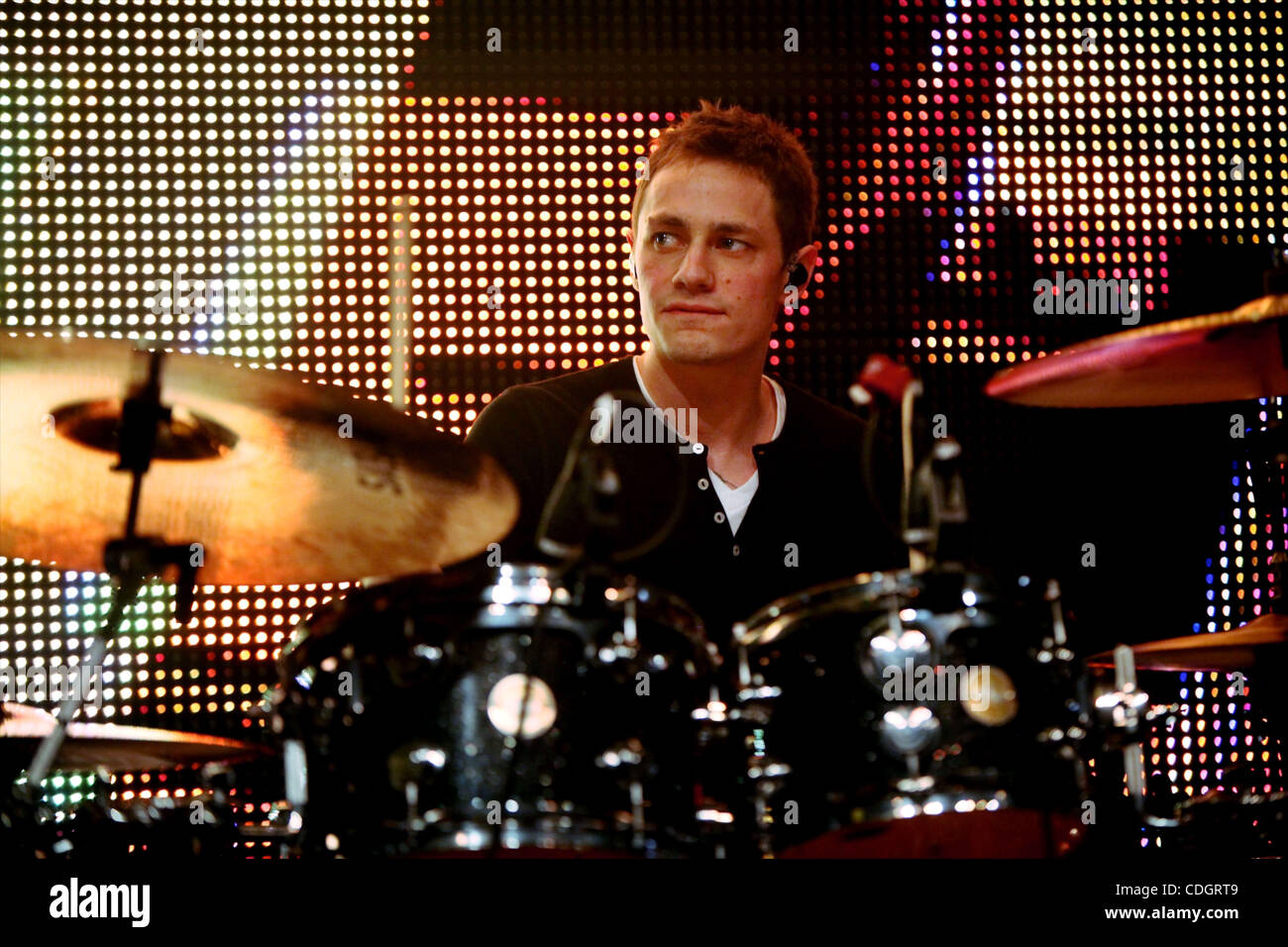 Jan 20, 2011 - Chicago, Illinois, USA -  Drummer Spencer Peterson of Black Cards performs at the Hard Rock Hotel in Chicago to celebrate the grand opening of Angels & Kings at the hotel. (Credit Image: © Sally Ryan/Zuma Press) Stock Photo