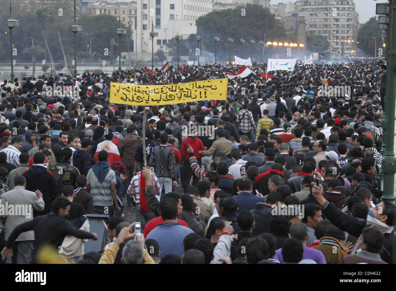 Anti-government protesters demonstrate against president Hosni Mubarak regime in Tahrir, or Liberation Square in Cairo, Egypt, Jan. 29, 2011. Photo by Karam Nasser Stock Photo