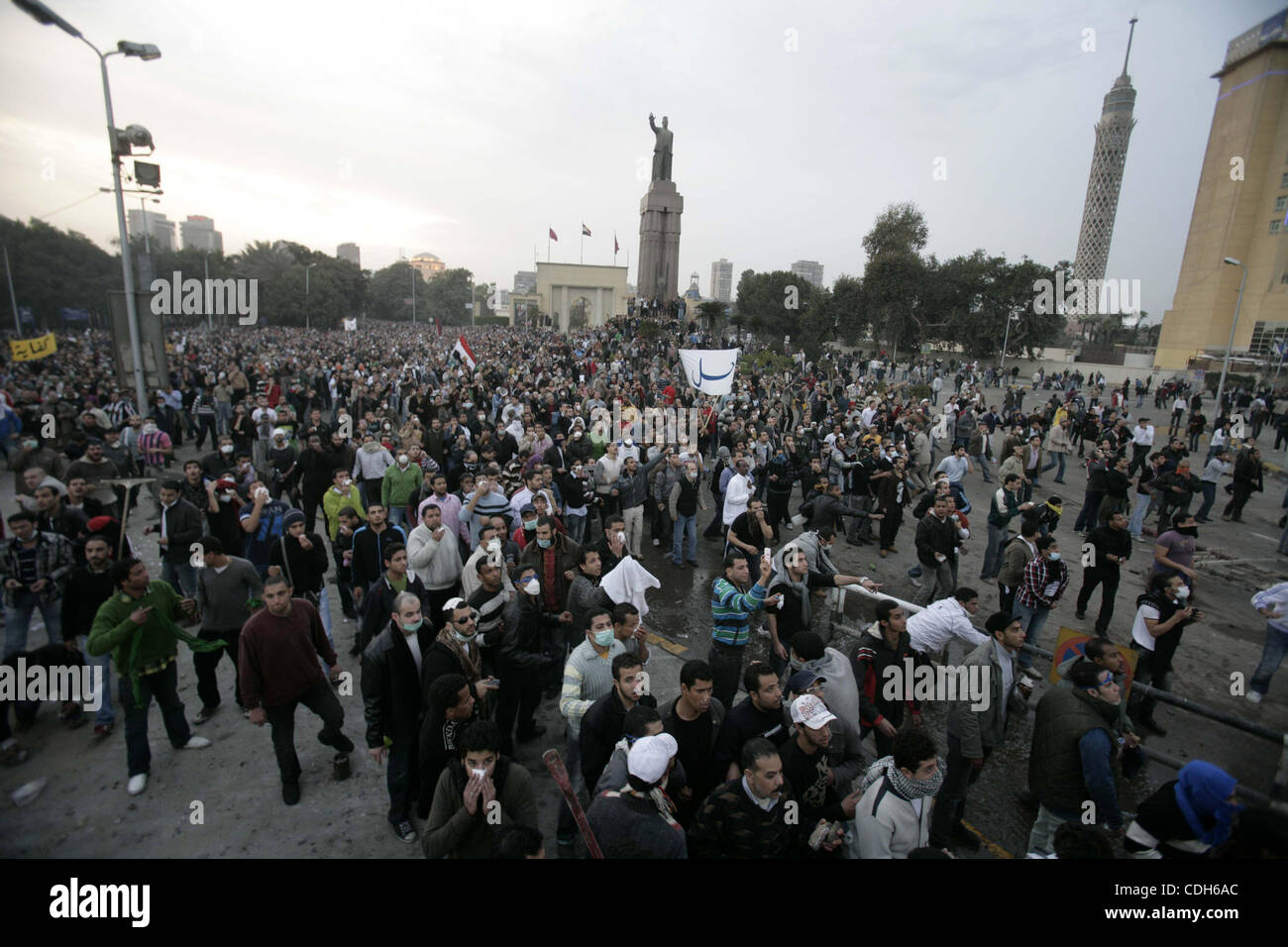 Anti-government protesters demonstrate against president Hosni Mubarak regime in Tahrir, or Liberation Square in Cairo, Egypt, Jan. 29, 2011. Photo by Karam Nasser Stock Photo