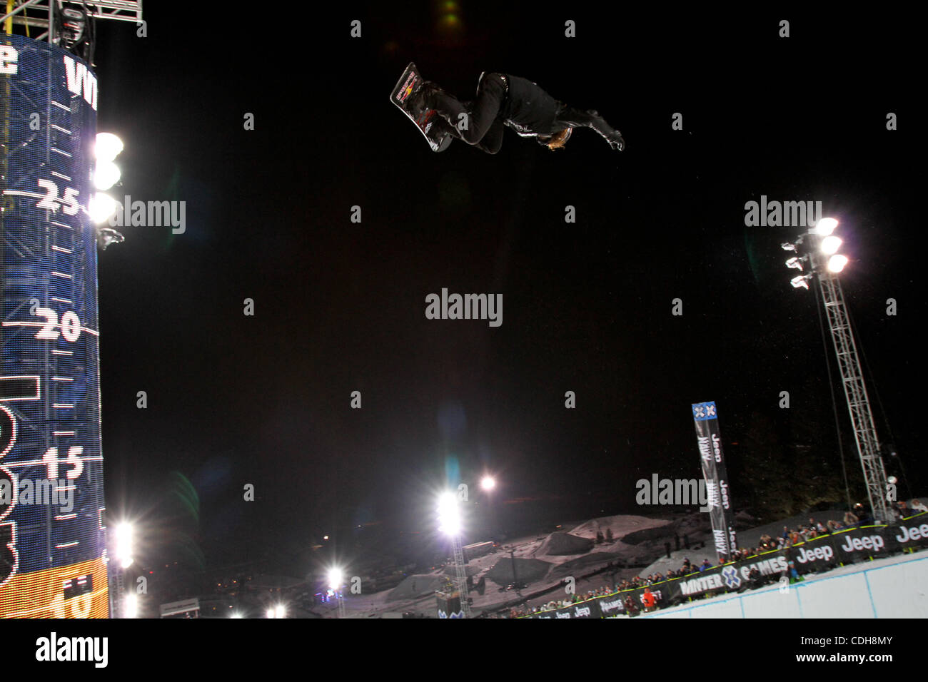 Jan. 30, 2011 - Aspen, Colorado, U.S. - Shaun White took home the gold for the fourth year in a row at the Winter X-Games Men's Superpipe. (Credit Image: © Rustin Gudim/ZUMAPRESS.com) Stock Photo