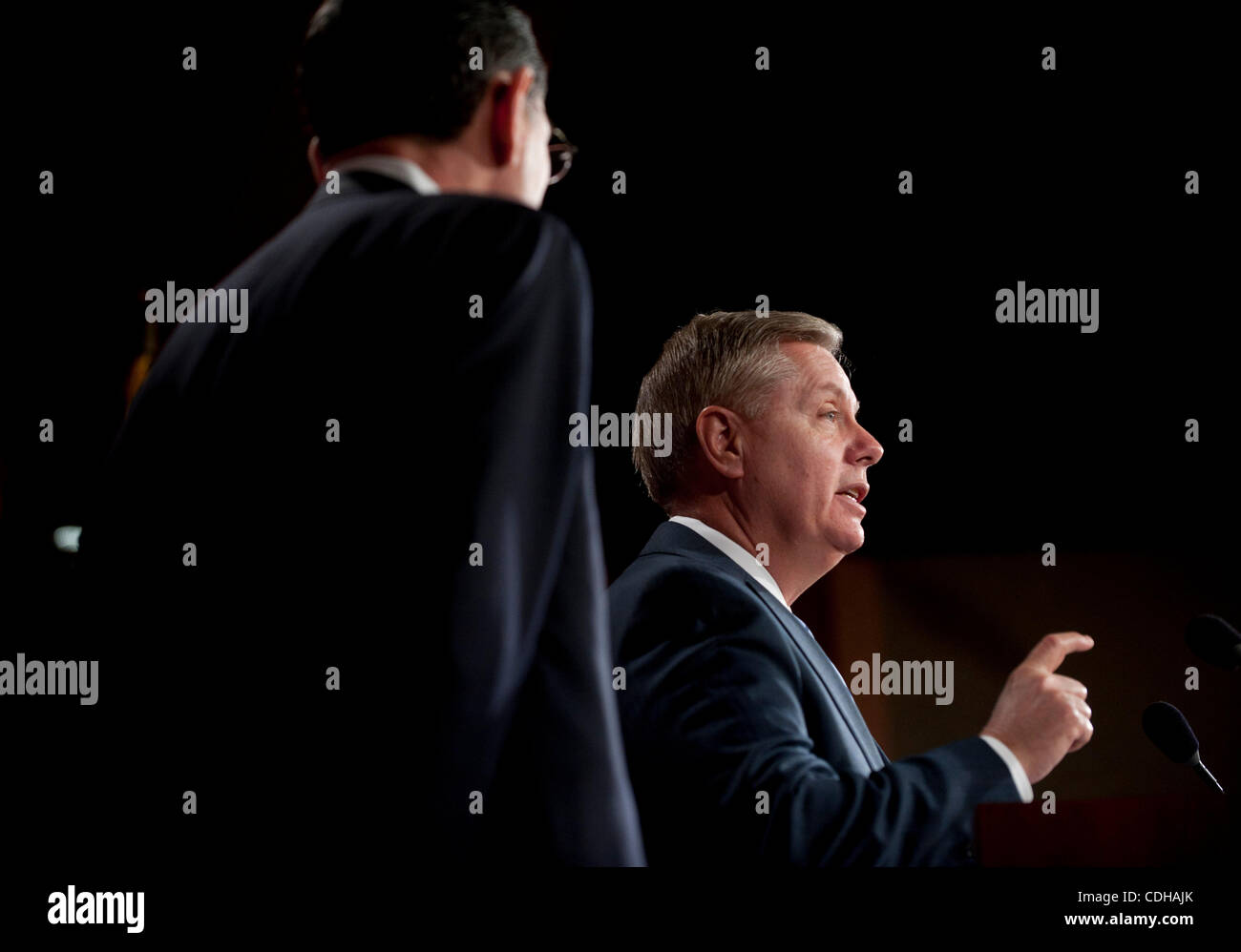 Feb 1, 2011 - Washington, District of Columbia, U.S. - Senator LINDSEY GRAHAM (R-SC)during a news conference on legislation to repeal and replace the health care law by allowing states to ''Opt-Out'' of its major provisions. (Credit Image: © Pete Marovich/ZUMAPRESS.com) Stock Photo